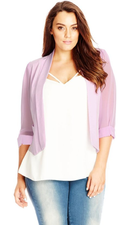 Shop Women's Plus Size Women's Plus Size Cropped Blazer Jacket - Fondant