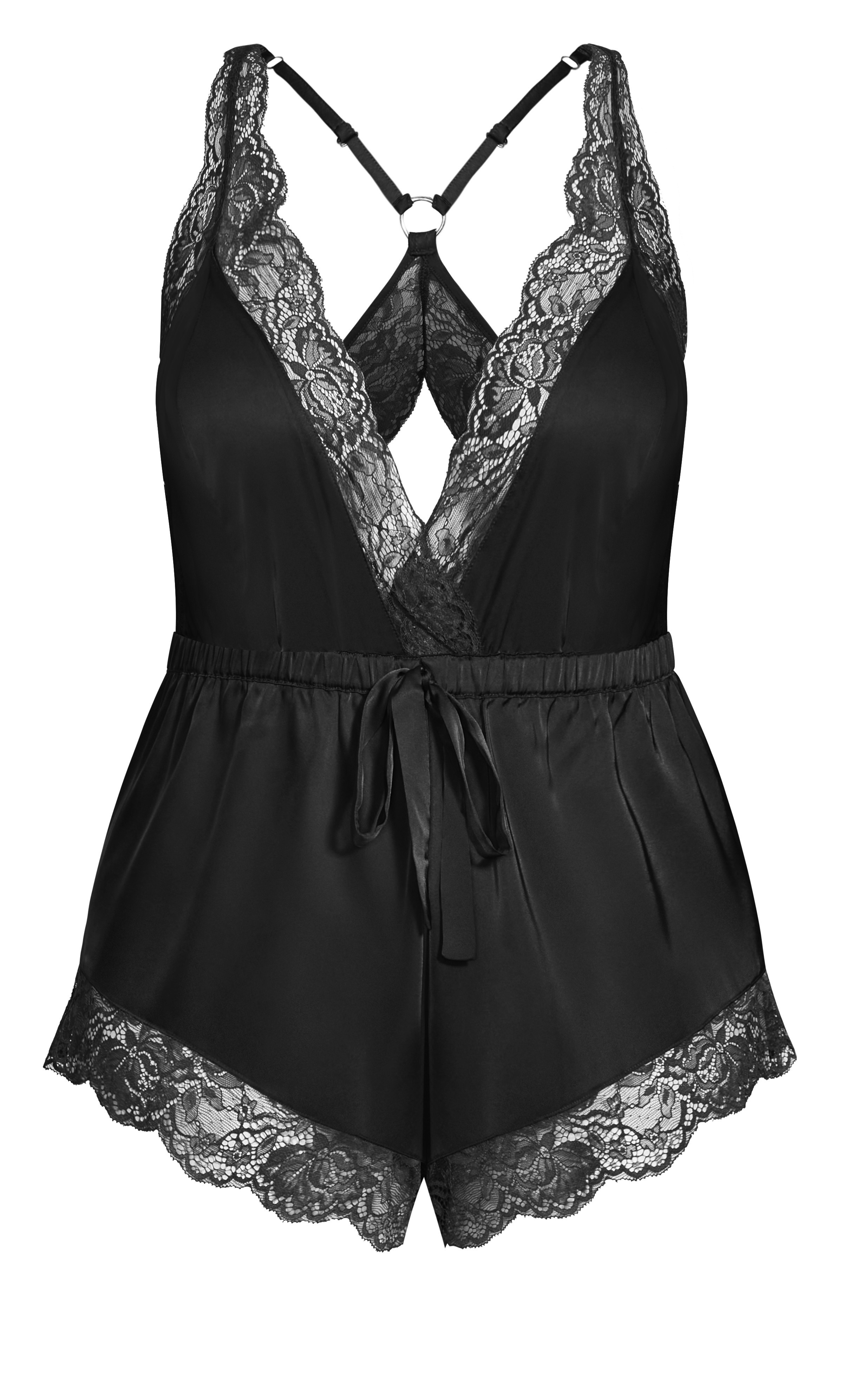 Shop Women's Plus Size Plus Size Black Lace Trim Romper