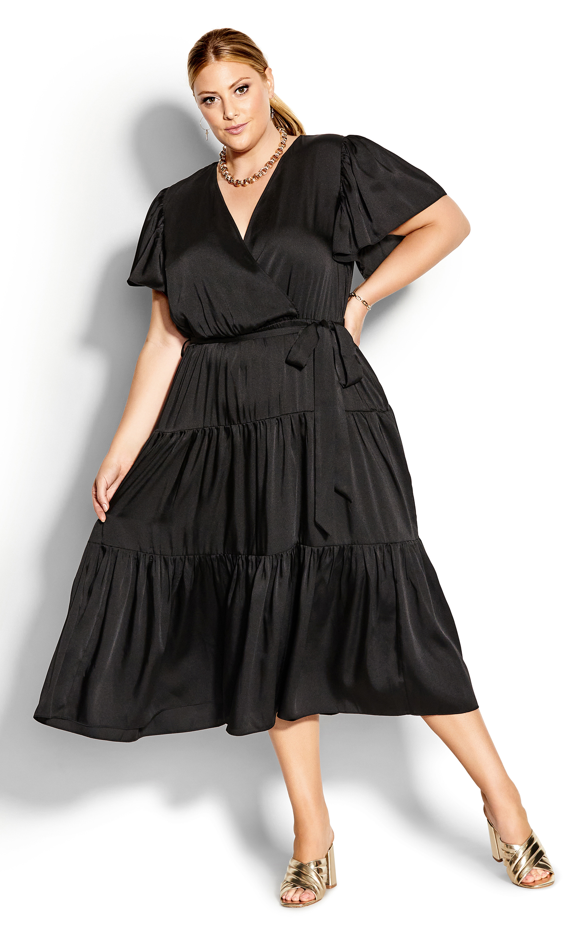 black tiered dress plus size